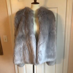 Halogen Gray Faux Fur Cape